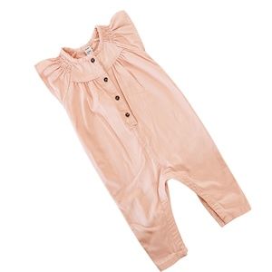 OLD NAVY | CHAMBRAY ROMPER | ONE PIECE | PINK | COTTON | BABY GIRL | SIZE 12-18M